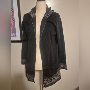 Women's Black Hooded Sweater Adventura Zip Up Organic